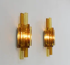 Hot Pamono Glass Wall Lamps by Svend Aage Holm Sørensen for Holm Sørensen & Co, 1960s, Set of 2