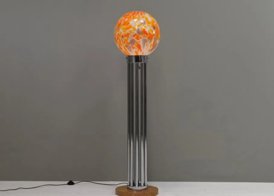 Best Pamono Globe Floor Lamp in Murano Glass and Marble by Goffredo Reggiani, Italy, 1970s