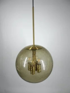 Best Pamono Globe Pendant Lamp in Tinted Bubble Glass by Peill & Putzler, Germany, 1960s
