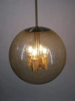 Best Pamono Globe Pendant Lamp in Tinted Bubble Glass by Peill & Putzler, Germany, 1960s