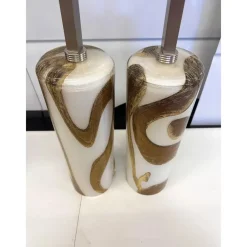 Clearance Pamono Gold and Amber Murano Glass Table Lamps by Simoeng, Set of 2