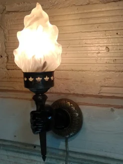 Clearance Pamono Gold and Black Hand Wall Light Torch, 1970s