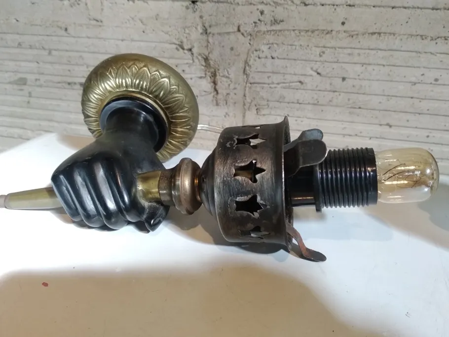 Clearance Pamono Gold and Black Hand Wall Light Torch, 1970s