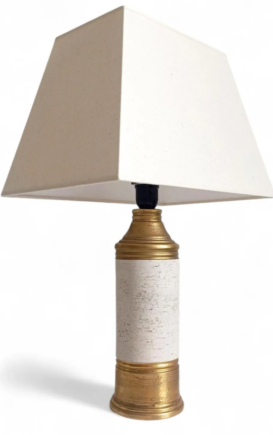 Online Pamono Gold and Cream Ceramic Table Lamp attributed to Aldo Londi for Bitossi / Bergboms, Italy, 1970s