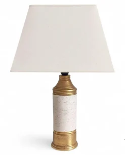 Online Pamono Gold and Cream Ceramic Table Lamp attributed to Aldo Londi for Bitossi / Bergboms, Italy, 1970s