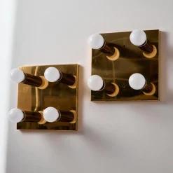 Sale Pamono Gold Brass Wall Lamp
