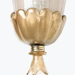 Clearance Pamono Gold Chalice Glass and Brass Wall Light from Barovier, 1960s, Set of 2