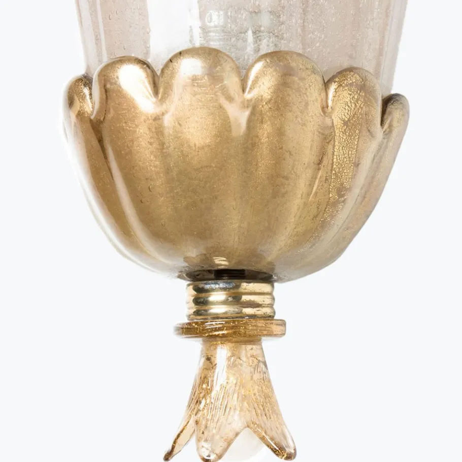 Clearance Pamono Gold Chalice Glass and Brass Wall Light from Barovier, 1960s, Set of 2