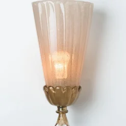 Clearance Pamono Gold Chalice Glass and Brass Wall Light from Barovier, 1960s, Set of 2