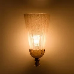 Clearance Pamono Gold Chalice Glass and Brass Wall Light from Barovier, 1960s, Set of 2