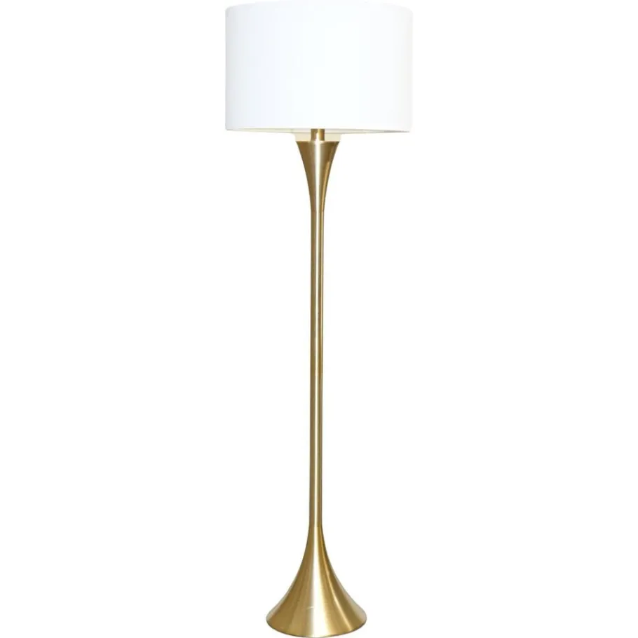 New Pamono Gold Floor Lamp with White Shade