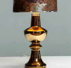 Online Pamono Golden Art Glass Table Lamp by Gustav Leek for Luxus Vitssjö , Sweden, 1960s