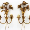 Sale Pamono Golden Flower Wall Lights in Metal, 1960s, Set of 2