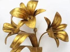 Sale Pamono Golden Flower Wall Lights in Metal, 1960s, Set of 2