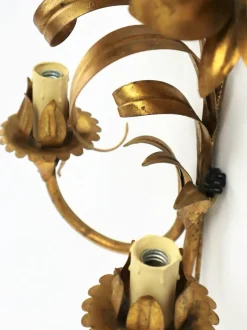 Sale Pamono Golden Flower Wall Lights in Metal, 1960s, Set of 2