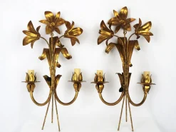 Sale Pamono Golden Flower Wall Lights in Metal, 1960s, Set of 2