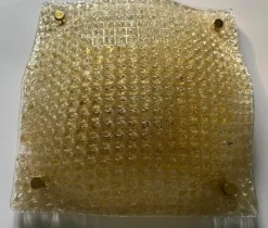 New Pamono Golden Murano Glass Ceiling Lights, 1980s, Set of 4