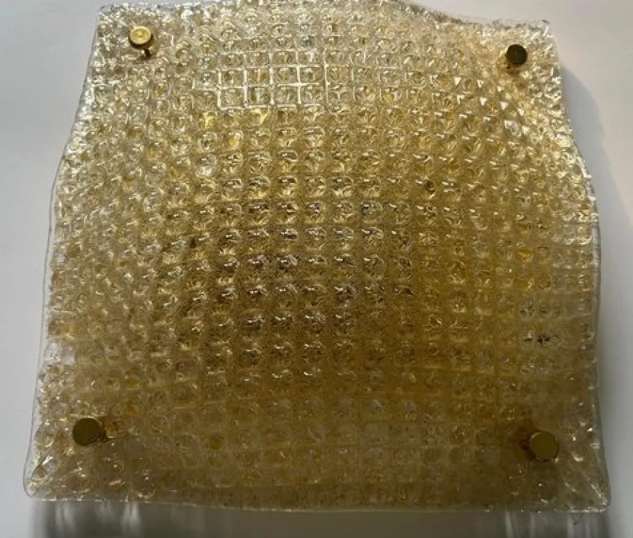 New Pamono Golden Murano Glass Ceiling Lights, 1980s, Set of 4