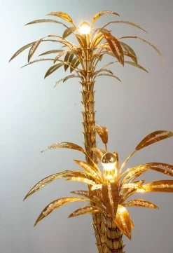 Hot Pamono Golden Palm Tree Floor Lamp with 3 Sparkling Branches, Italy, 1970s