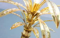 Hot Pamono Golden Palm Tree Floor Lamp with 3 Sparkling Branches, Italy, 1970s