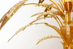 Hot Pamono Golden Palm Tree Floor Lamp with 3 Sparkling Branches, Italy, 1970s
