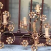 Clearance Pamono Golden Wrought Iron Wall Lamps, 1980s, Set of 2