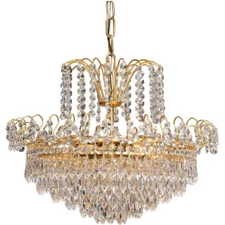 Discount Pamono Gold-Plated and Faceted Crystal Chandelier from Rejmyre, Sweden, 1970s
