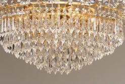 Discount Pamono Gold-Plated and Faceted Crystal Chandelier from Rejmyre, Sweden, 1970s