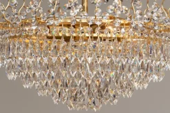Discount Pamono Gold-Plated and Faceted Crystal Chandelier from Rejmyre, Sweden, 1970s