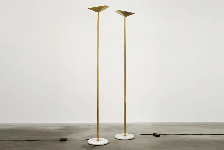 Best Pamono Gold-Plated Floor Lamp by Pierre Disderot for Verre Lumière, 1980s