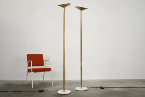 Best Pamono Gold-Plated Floor Lamp by Pierre Disderot for Verre Lumière, 1980s