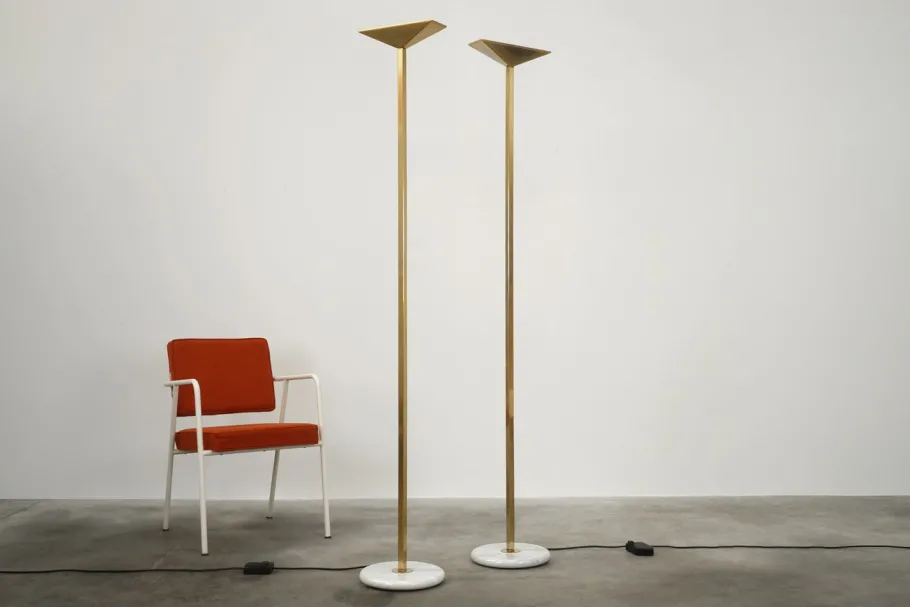 Best Pamono Gold-Plated Floor Lamp by Pierre Disderot for Verre Lumière, 1980s