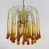 Hot Pamono Gold-Plated Metal & Murano Glass Drop Chandelier by Paolo Venini for Mand Eurolux, 1970s