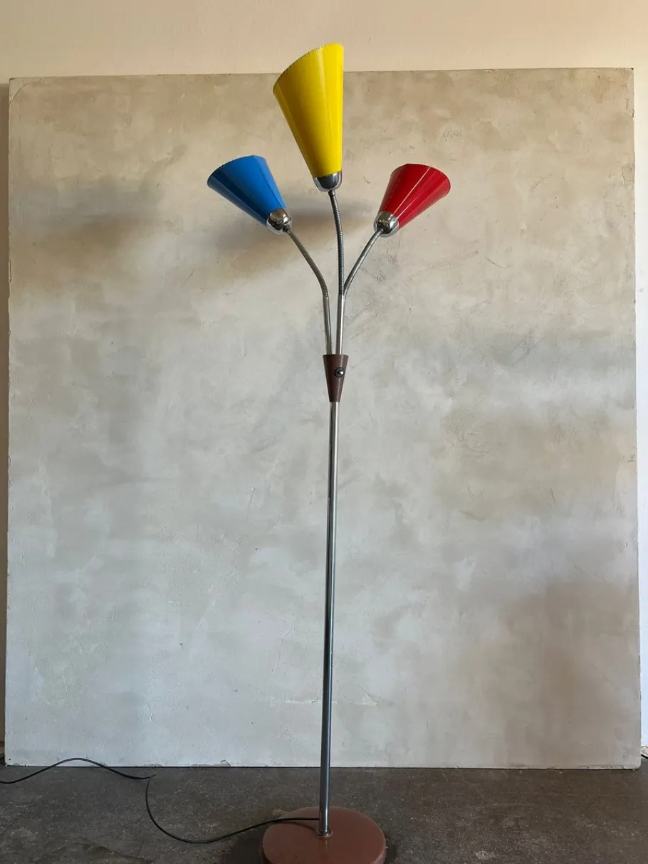 Outlet Pamono Goosenecks Floor Lamp by Lidokov Boskovice, 1950s