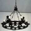 Online Pamono Gothic Style Wrought Iron Chandelier with 12 Lights, 1940s