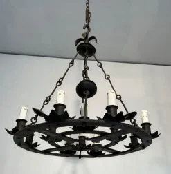 Online Pamono Gothic Style Wrought Iron Chandelier with 12 Lights, 1940s