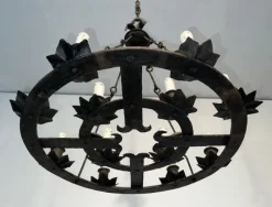 Online Pamono Gothic Style Wrought Iron Chandelier with 12 Lights, 1940s