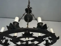 Online Pamono Gothic Style Wrought Iron Chandelier with 12 Lights, 1940s