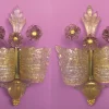 Discount Pamono Grand Hotel Wall Lamp in Murano Glass with Gold Dust and Purple Colored Flowers by Barovier & Toso, Venice, Italy, 1950s, Set of 2