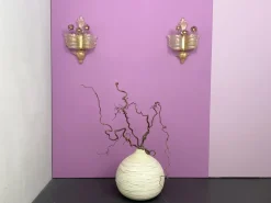 Discount Pamono Grand Hotel Wall Lamp in Murano Glass with Gold Dust and Purple Colored Flowers by Barovier & Toso, Venice, Italy, 1950s, Set of 2