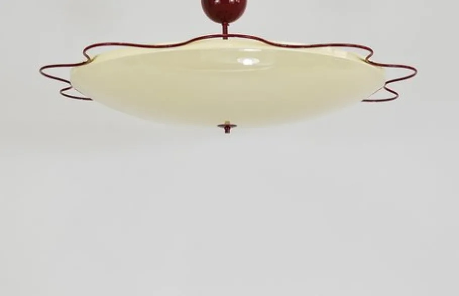 New Pamono Grand Mid-Century Flush Mount Uplight Ceiling Lamp from Filmcasino Vienna, 1950s