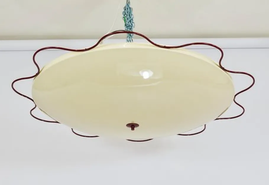 New Pamono Grand Mid-Century Flush Mount Uplight Ceiling Lamp from Filmcasino Vienna, 1950s