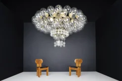 Online Pamono Grande Hotel Chandelier with Brass Fixture and Hand-Blown Glass Globes, 1960s
