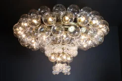Online Pamono Grande Hotel Chandelier with Brass Fixture and Hand-Blown Glass Globes, 1960s
