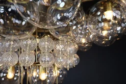 Online Pamono Grande Hotel Chandelier with Brass Fixture and Hand-Blown Glass Globes, 1960s