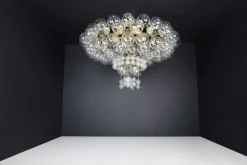 Online Pamono Grande Hotel Chandelier with Brass Fixture and Hand-Blown Glass Globes, 1960s