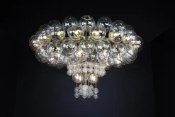 Online Pamono Grande Hotel Chandelier with Brass Fixture and Hand-Blown Glass Globes, 1960s
