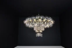 Online Pamono Grande Hotel Chandelier with Brass Fixture and Hand-Blown Glass Globes, 1960s