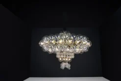 Online Pamono Grande Hotel Chandelier with Brass Fixture and Hand-Blown Glass Globes, 1960s