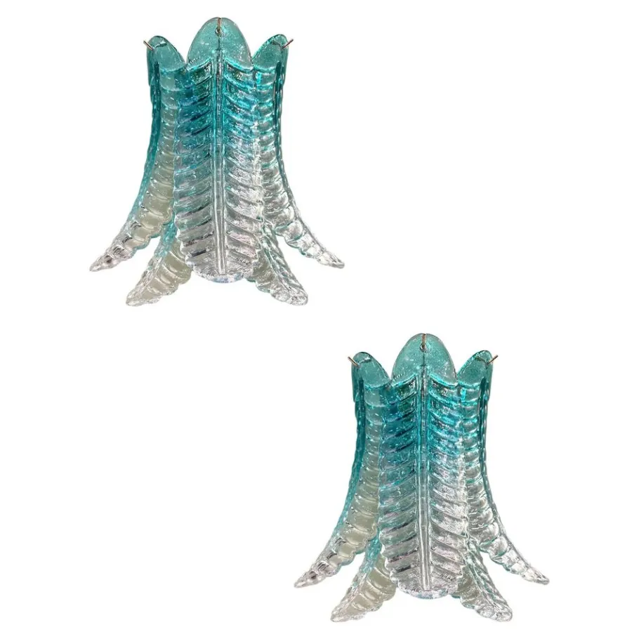 New Pamono Greeen Felci Murano Glass Wall Sconces by Simoeng, Set of 2